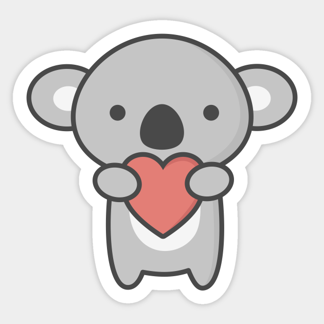 Kawaii Cute Koala With Heart - Koala - Sticker | TeePublic
